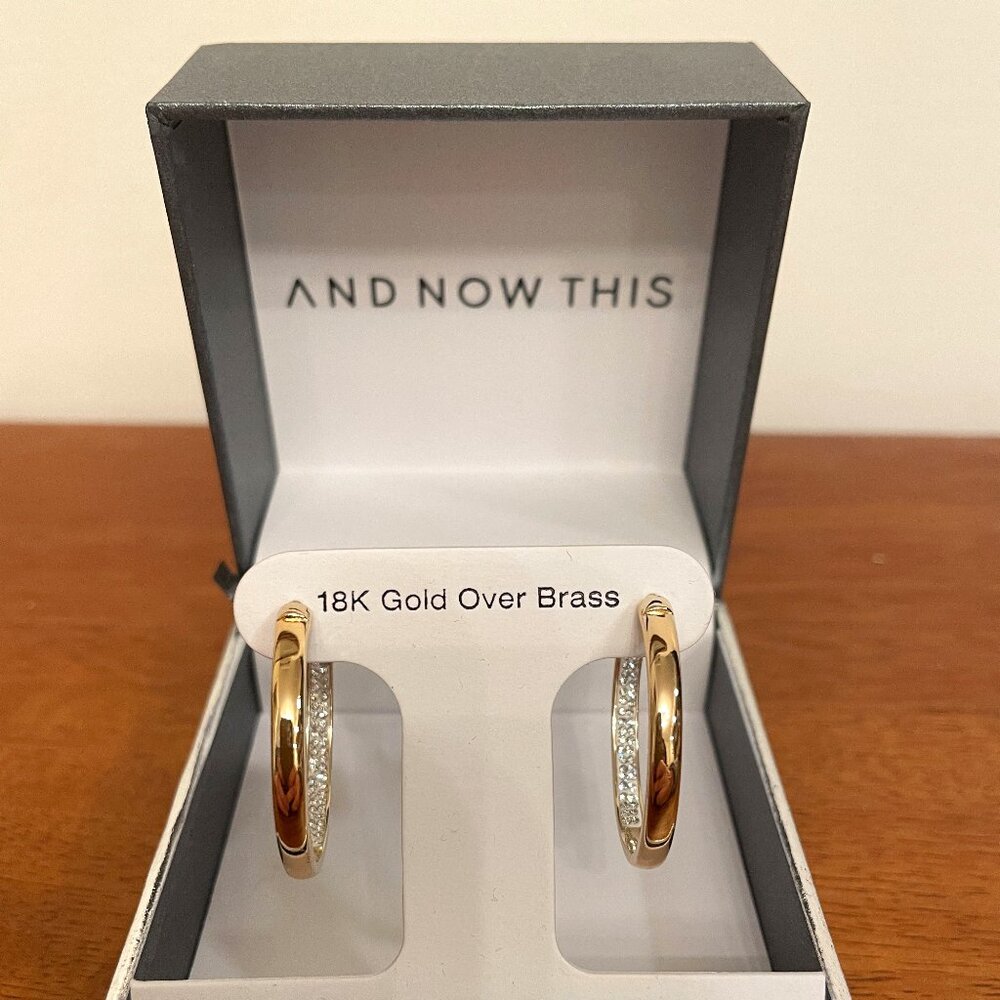 ✨ And Now This Clear Crystal Gold Earrings Hoops ✨